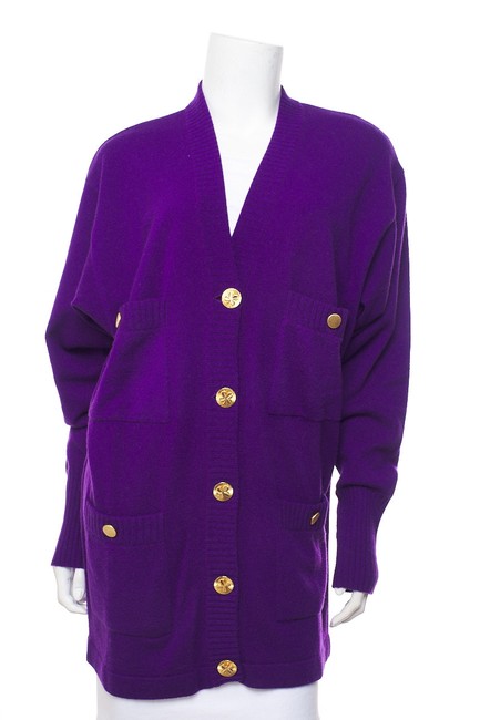 Chanel Purple Cashmere Longline Cardigan  S 