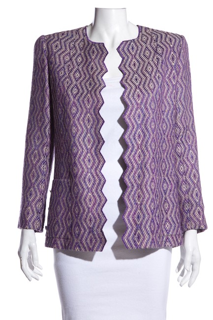 Chanel Purple Evening Vintage Tweed Pattern 36 Jacket  S 