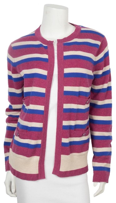 Chanel Purple Striped Cashmere Cardigan  S 