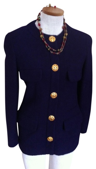 Chanel Purple Wool with Large Gold Buttons JacketS 