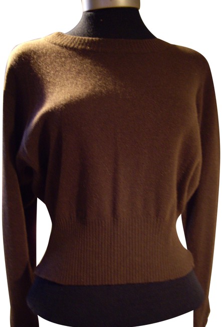 Chanel Quilted Bag Buttons Brown Sweater 