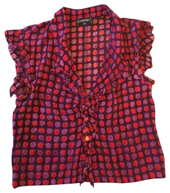 Chanel Red and Purple Blouse  S 