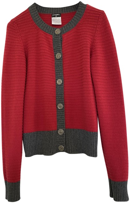 Chanel Red Knit Cashmere CardiganS 