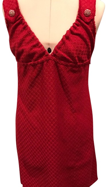 Chanel Red Sailor Inspired Mid length Short Casual Dress  