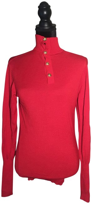 Chanel Red Wool Choker Sweater 