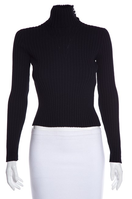 Chanel Ribbed Knit Black Sweater 