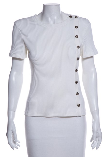 Chanel Ribbed Knit White Sweater 