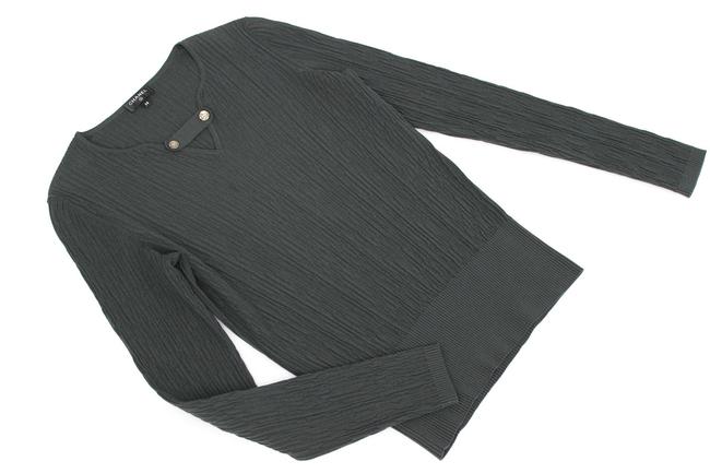 Chanel Ribbed Stretchy Long Sleeve Deep Green Sweater 