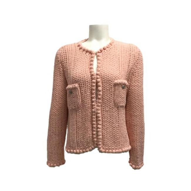 Chanel Rose Colored Crocheted Cardigan Sweater 