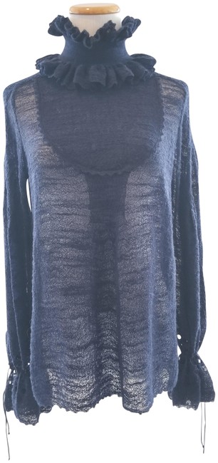 Chanel Ruffled Navy Sweater 