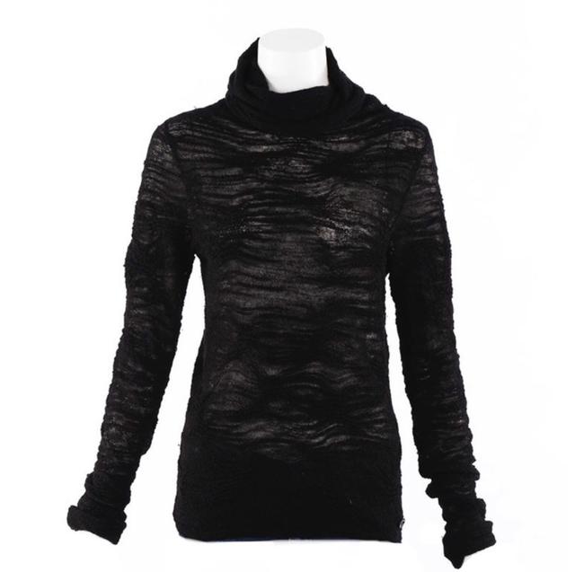 Chanel Runway Textured Linen Knit Black Sweater 