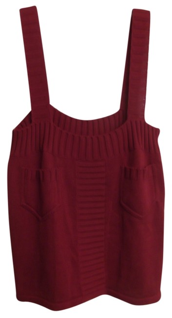 Chanel Rust Ribbed Cotton Knit Tank Top Cami  