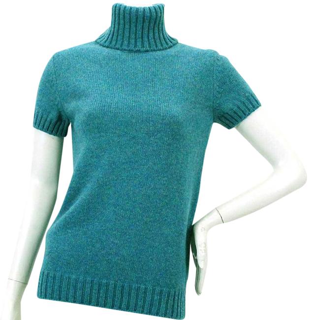 Chanel Schoolgirl Collection Short Sleeve Teal Sweater 