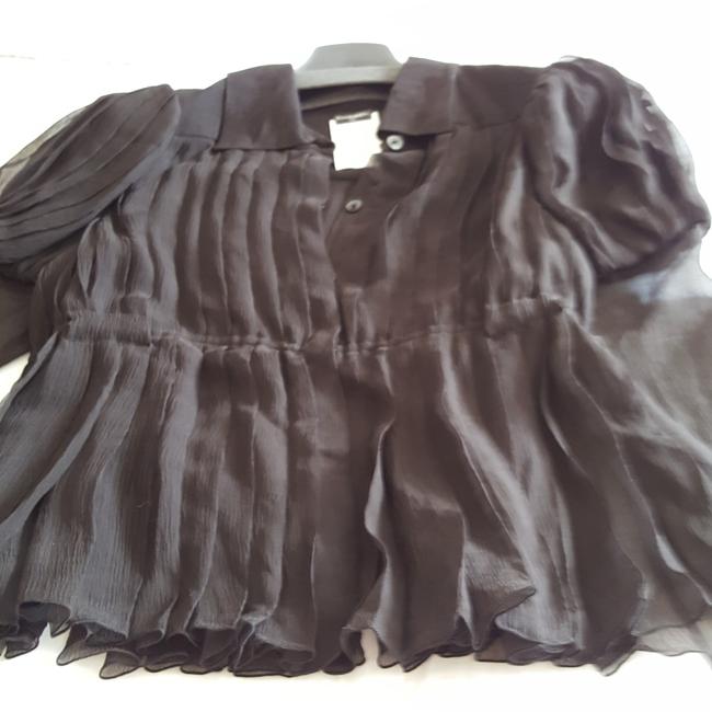 Chanel Sheer Black 94305 Silk Button down Top  