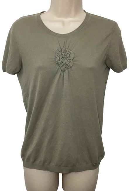 Chanel Short Sleeve Lightweight Knit Taupe Sweater 