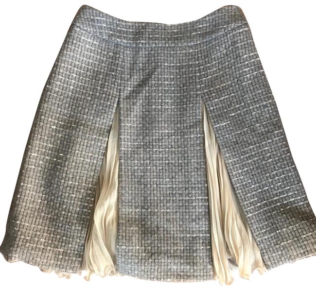 Chanel Silver Grey Beige Tweed Skirt  29 30 