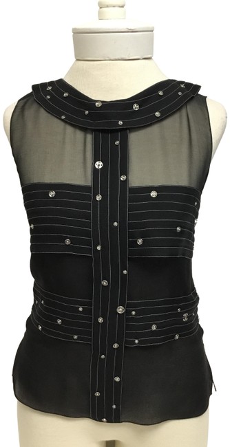 Chanel Sleeveless with Silver Snaps and Cc Logo Black Top 