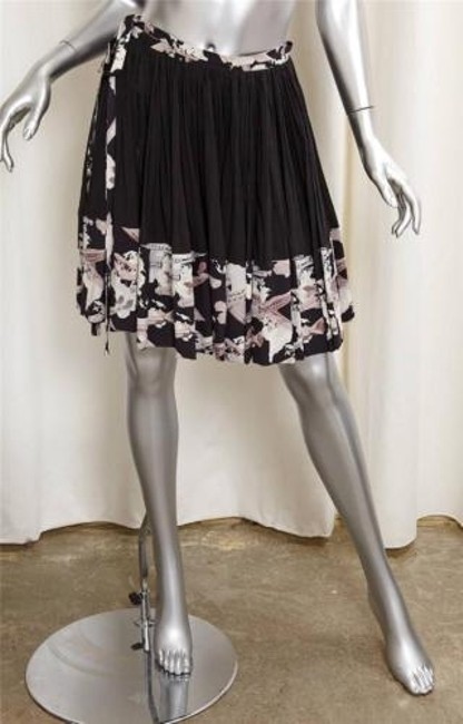 Chanel Spring Black Cotton Full Pleat Airplane Print Mini Skirt Sz38 