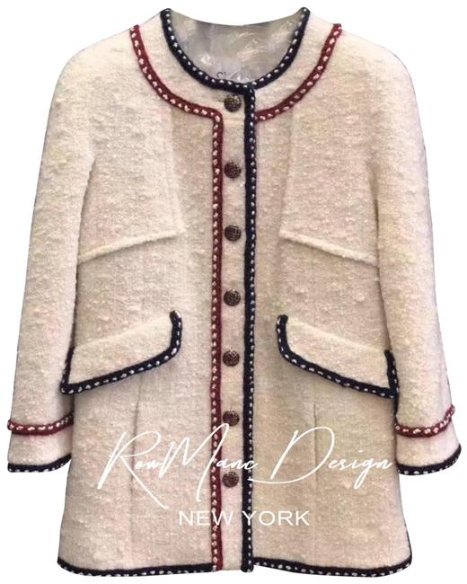 Chanel Ss19 Cruise Blue Red Thick Tweed Wool 36 Jacket