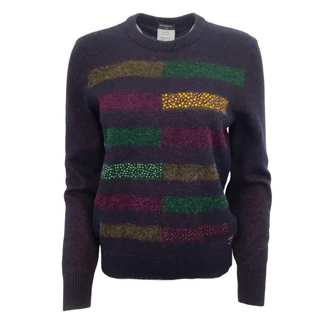 Chanel Stone Embellished Purple Multi Sweater 