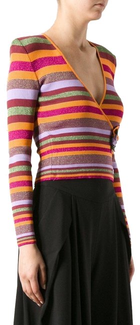 Chanel Striped Shimmer Long Sleeve 42 Eu 6 Us Multicolor Sweater 