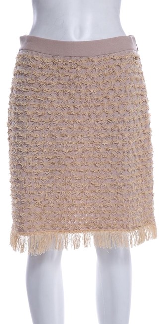 Chanel Tan Fringe Skirt  29 30 
