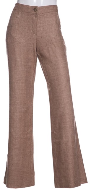 Chanel Tan Silk Leg Pants32 33 