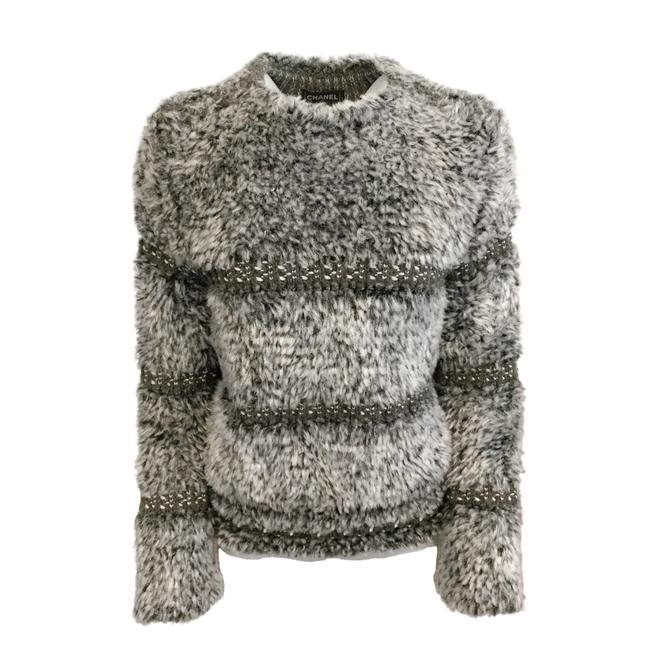 Chanel Textured Woven Grey Sweater 