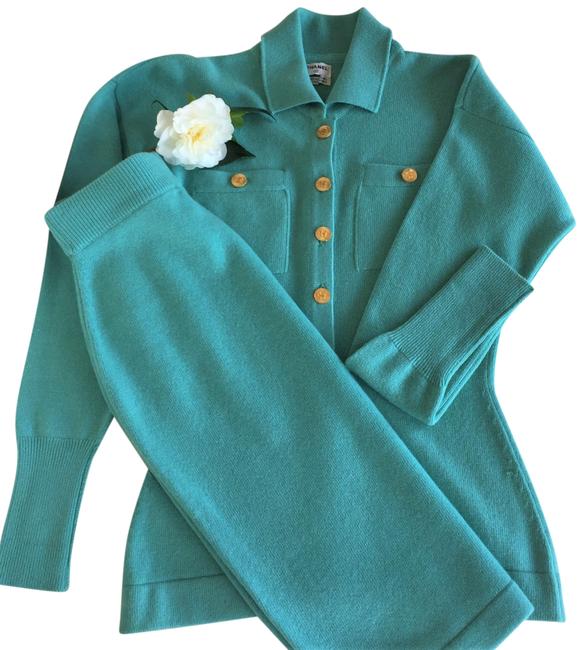Chanel Turquoise Cashmere Made In Scotland Cardigan  