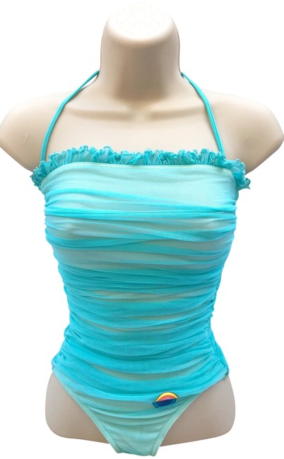 Chanel Turquoise Spring 2001 Fitted Bodysuit Halter Top