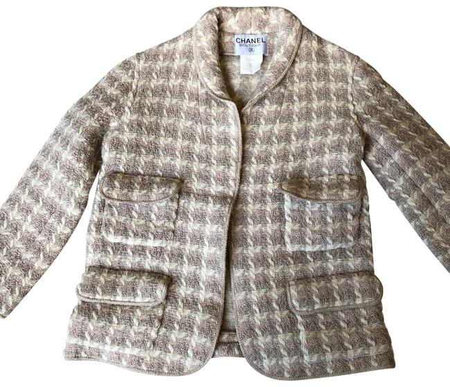 Chanel Vintage Coat Light Gray and White Sweater 