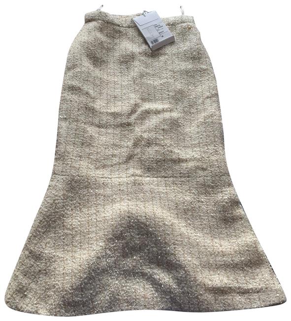 Chanel Wh Ecru Lgt Gold Fantasy Tweed Trumpet Skirt26 