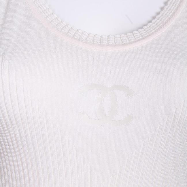 Chanel White 10a Sleeveless Ribbed Knit Interlocking Cc Tank Top Cami  