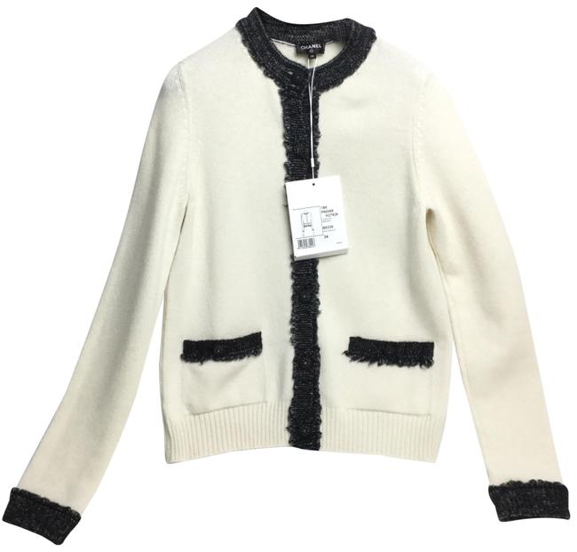 Chanel White and Black Button up Cardigan 