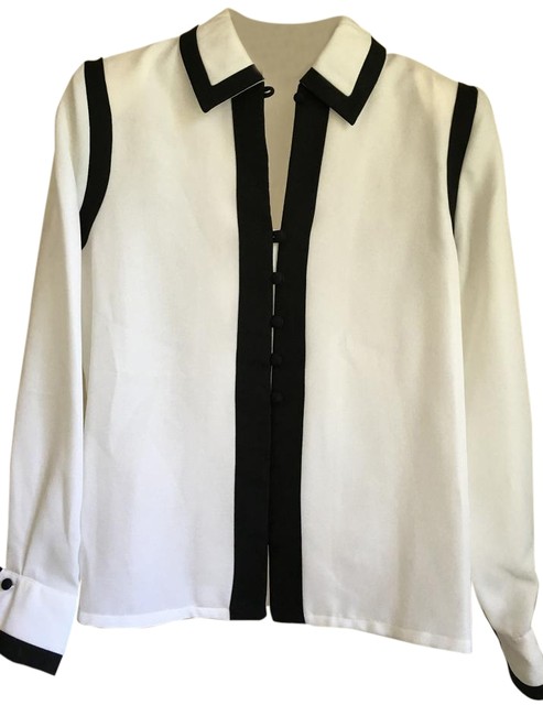 Chanel White &amp Black Fragrance Employee Uniform Blouse
