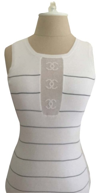 Chanel White and Blue Tank Top CamiS 