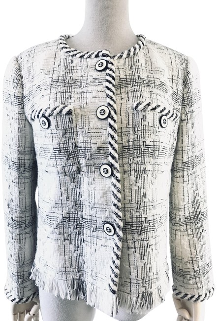 Chanel White Black 2018 Fantasy Tweed JacketS 