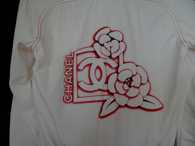 Chanel White Blouson Jacket Activewear Top  S 
