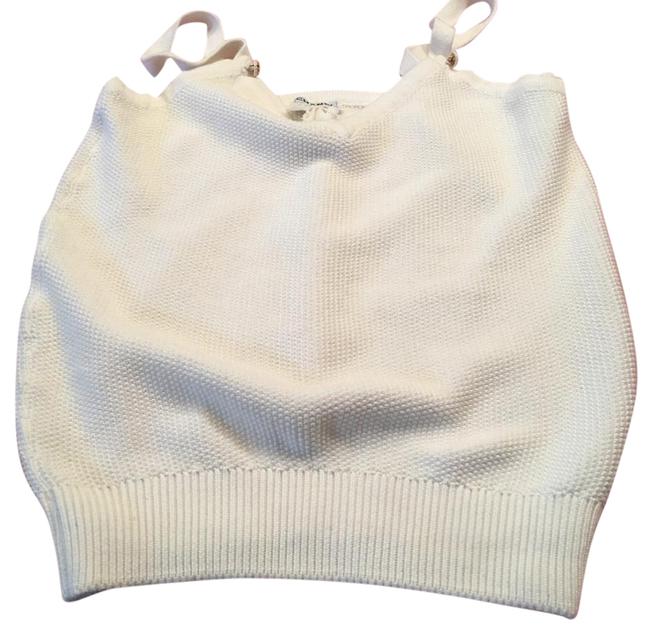 Chanel White Cammie Tank Sweater Knit Tank Top Cami