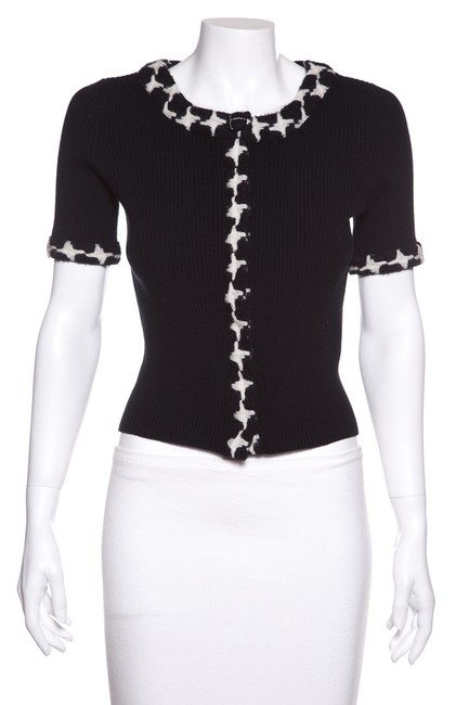 Chanel White Cashmere Black Sweater 