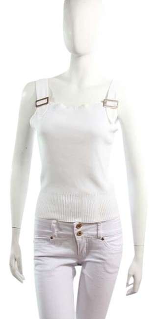 Chanel White Coco Cc Buckle Tank Top Cami  S 