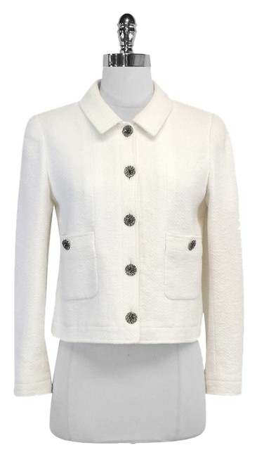 Chanel White Cotton &amp Silk Jacket  S 