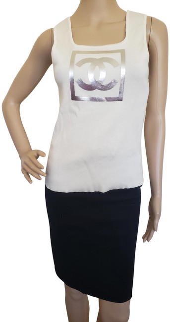 Chanel White Creme Sport Interlocking Cc Sleeveless Blouse 0 M 