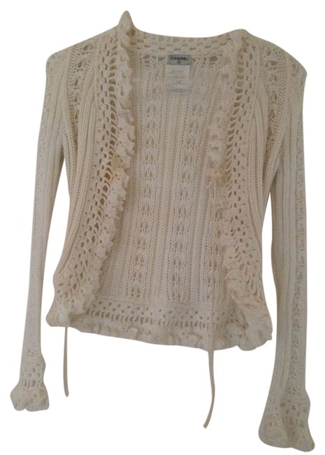 Chanel White Crochet Spring Summer Cardigan 