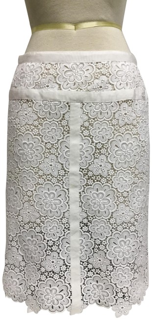 Chanel White Eyelet with Cc Logo SkirtS 27 