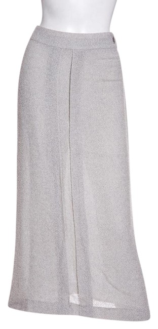 Chanel White Grey Heathered Woven Skirt 0 M 31 