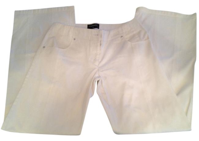 Chanel White Light Wash Trouser Wide Leg Jeans 2 8 M 