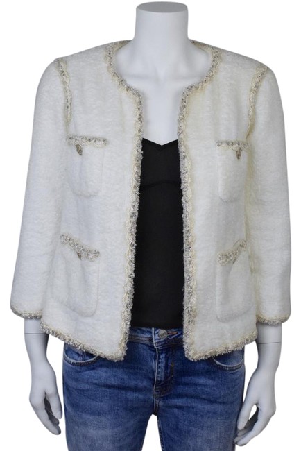 Chanel White Runway Style and Creme Boucle Jacket Blazer