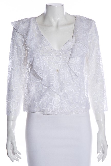Chanel White Sheer Sleeveless Cardigan Set Blouse