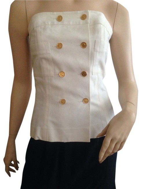 Chanel White Strapless Tank Top CamiS 